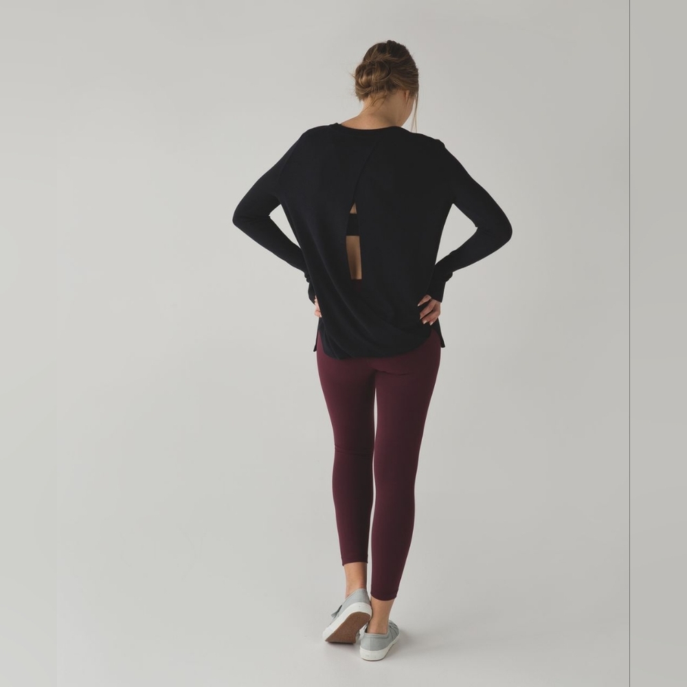 Rare! Lululemon Bring It Backend Open Back Sweater Viscose Lyocell Cashmere 12 L